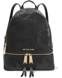 Женский черный кожаный рюкзак с вышивкой от MICHAEL Michael Kors