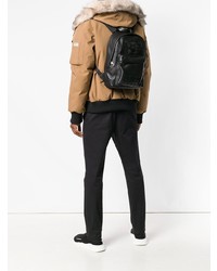 Мужской черный кожаный рюкзак с вышивкой от Kenzo