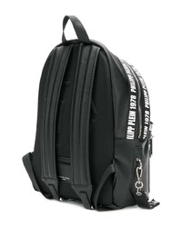 Мужской черный кожаный рюкзак с принтом от Philipp Plein