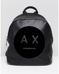 Женский черный кожаный рюкзак с принтом от Armani Exchange