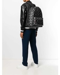 Мужской черный кожаный рюкзак с принтом от MCM