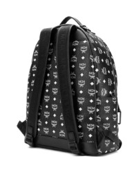 Мужской черный кожаный рюкзак с принтом от MCM