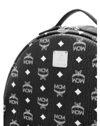 Мужской черный кожаный рюкзак с принтом от MCM