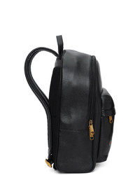 Мужской черный кожаный рюкзак с принтом от Gucci