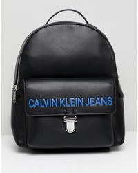 Женский черный кожаный рюкзак с принтом от Calvin Klein