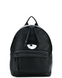 Женский черный кожаный рюкзак с принтом от Chiara Ferragni