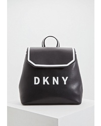 Женский черный кожаный рюкзак с принтом от DKNY
