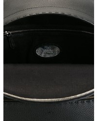 Мужской черный кожаный рюкзак с принтом от Fendi