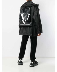 Мужской черный кожаный рюкзак с принтом от Valentino