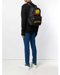 Мужской черный кожаный рюкзак с принтом от Dolce & Gabbana