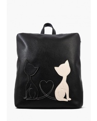 Женский черный кожаный рюкзак с принтом от L-Craft