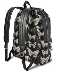 Мужской черный кожаный рюкзак с принтом от Alexander McQueen