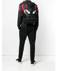 Мужской черный кожаный рюкзак с принтом от Neil Barrett