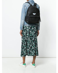 Женский черный кожаный рюкзак с принтом от Chiara Ferragni