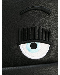 Женский черный кожаный рюкзак с принтом от Chiara Ferragni