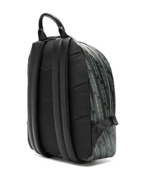 Мужской черный кожаный рюкзак с принтом от Emporio Armani