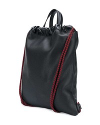 Женский черный кожаный рюкзак с принтом от Gucci