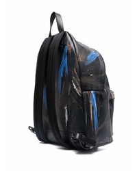 Мужской черный кожаный рюкзак с принтом от Moschino