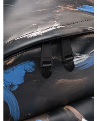 Мужской черный кожаный рюкзак с принтом от Moschino