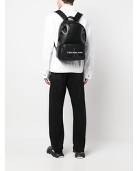 Мужской черный кожаный рюкзак с принтом от Calvin Klein Jeans
