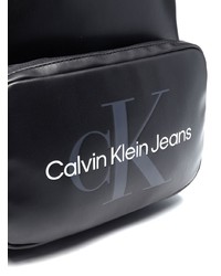 Мужской черный кожаный рюкзак с принтом от Calvin Klein Jeans