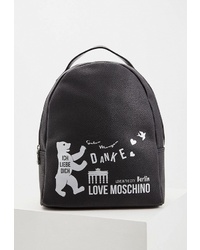 Женский черный кожаный рюкзак с принтом от Love Moschino