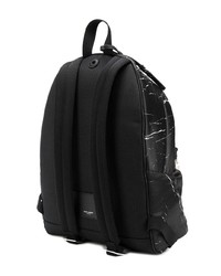 Мужской черный кожаный рюкзак с принтом от Saint Laurent