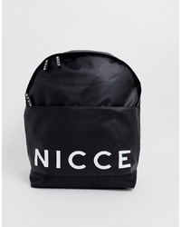 Мужской черный кожаный рюкзак с принтом от Nicce