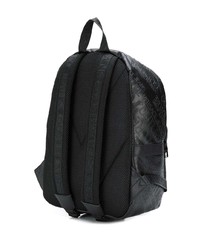 Мужской черный кожаный рюкзак с принтом от VERSACE JEANS COUTURE