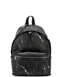 Мужской черный кожаный рюкзак с принтом от Saint Laurent