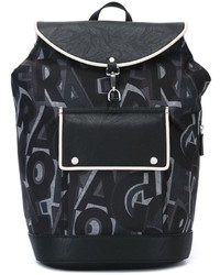 Женский черный кожаный рюкзак с принтом от Salvatore Ferragamo