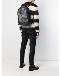 Мужской черный кожаный рюкзак с принтом от Alexander McQueen