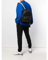 Мужской черный кожаный рюкзак с принтом от MCM