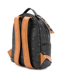 Мужской черный кожаный рюкзак с принтом от MCM