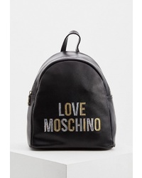 Женский черный кожаный рюкзак с украшением от Love Moschino