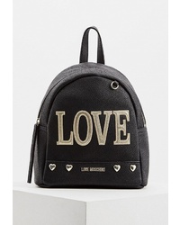Женский черный кожаный рюкзак с украшением от Love Moschino