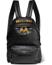 Женский черный кожаный рюкзак с украшением от Moschino