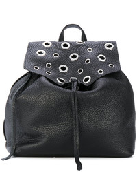 Женский черный кожаный рюкзак с украшением от Rebecca Minkoff
