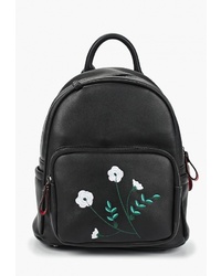 Женский черный кожаный рюкзак с цветочным принтом от Ors Oro