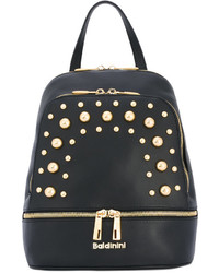 Женский черный кожаный рюкзак с шипами от Baldinini