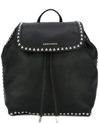 Женский черный кожаный рюкзак с шипами от Dsquared2