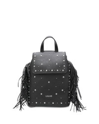 Женский черный кожаный рюкзак с шипами от Liu Jo