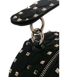 Женский черный кожаный рюкзак с шипами от Valentino