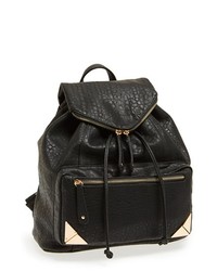 Черный кожаный рюкзак со змеиным рисунком