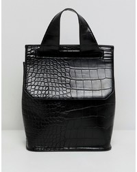 Женский черный кожаный рюкзак со змеиным рисунком от ASOS DESIGN