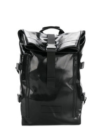 Мужской черный кожаный рюкзак от AMI Alexandre Mattiussi