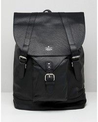Мужской черный кожаный рюкзак от ASOS DESIGN