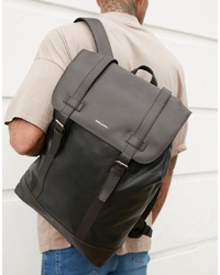 Мужской черный кожаный рюкзак от ASOS DESIGN