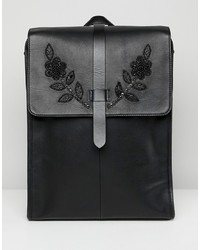 Мужской черный кожаный рюкзак от ASOS Edition