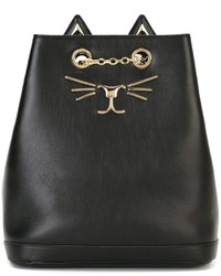 Женский черный кожаный рюкзак от Charlotte Olympia